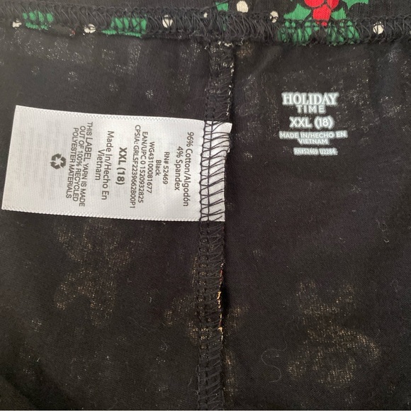 Holiday Time Girls Leggings size XXL 18 stretchy gingerbread men candy canes - Picture 4 of 8